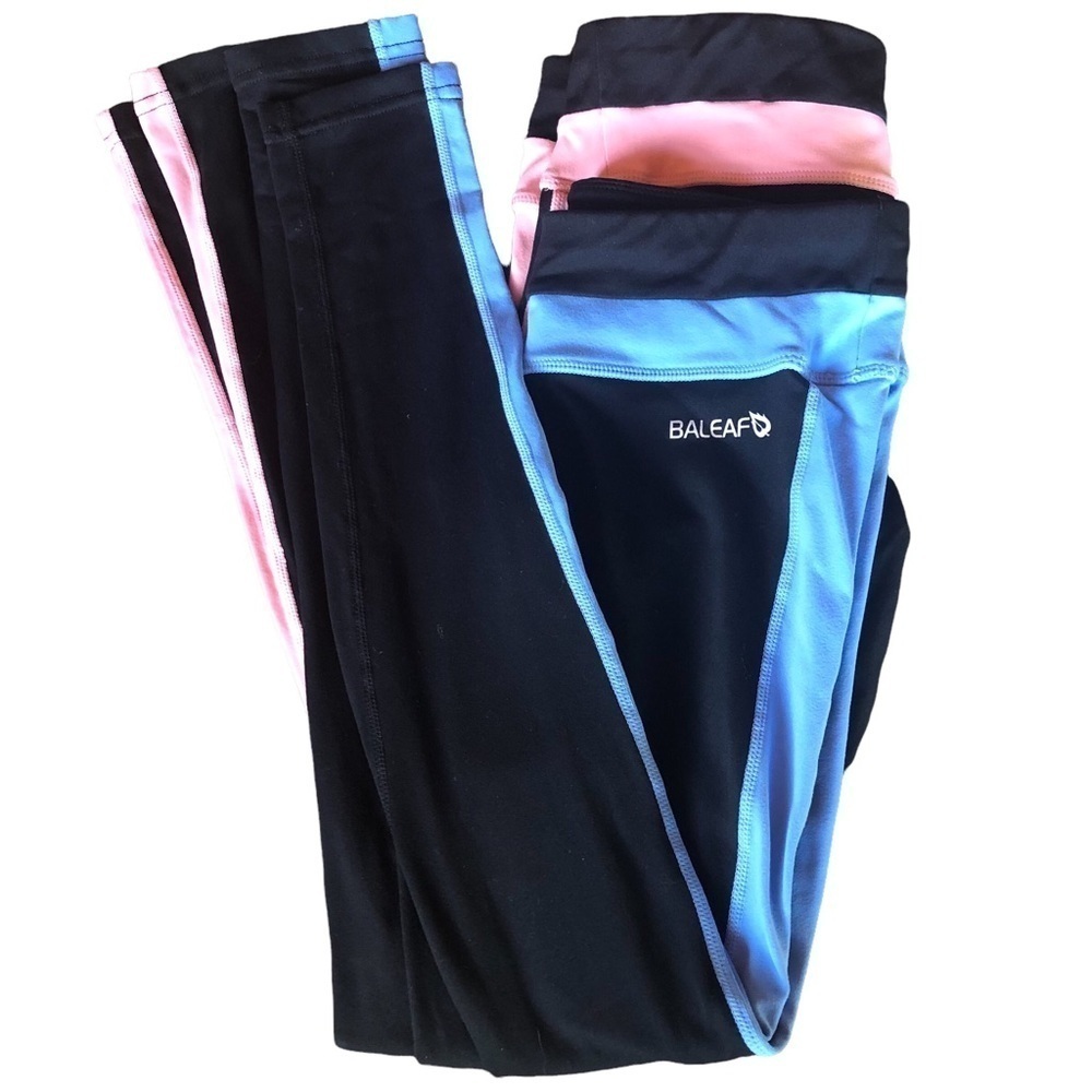 BALEAF/ yoga pants/ bundle of 2 one pink stripe one blue stripe/ size S